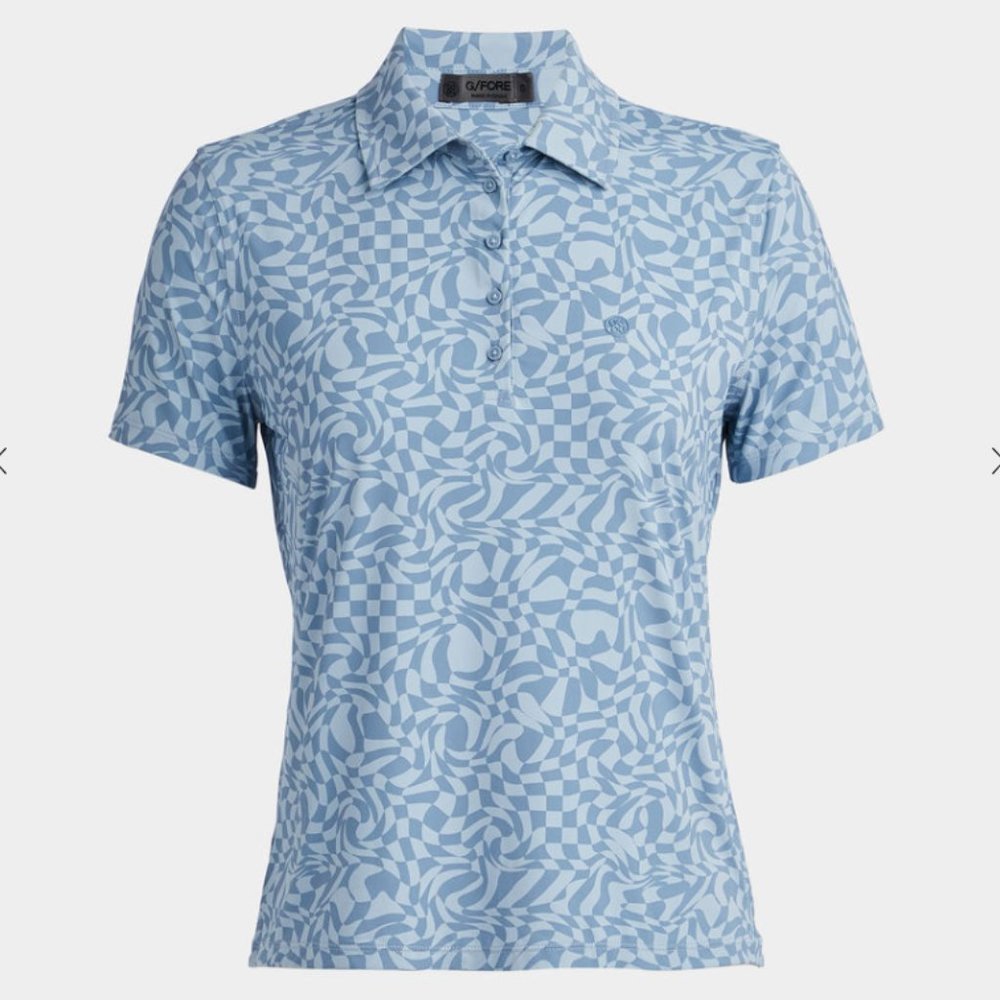 LADIES G/FORE DISTORTED CHECK SILKY TECH NYLON POLO